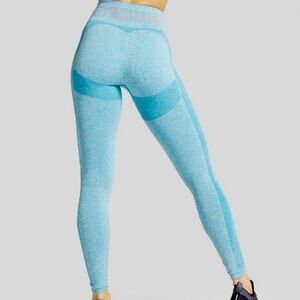 Gymshark Flex High Waisted Leggings - Teal Marl/Light Grey - Size Small